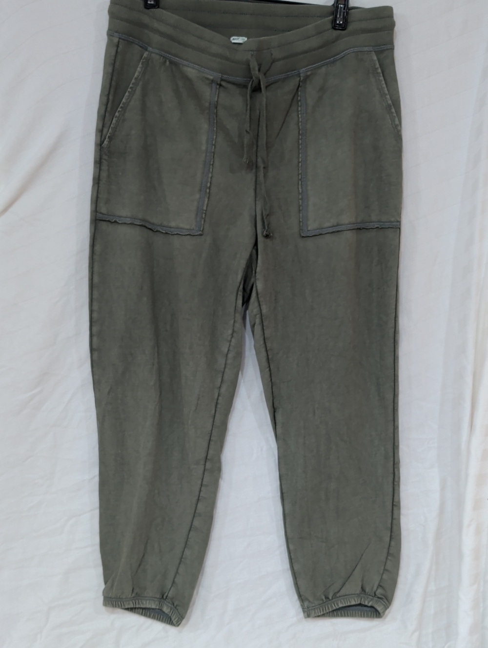 aerie Olive Green Drawstring Joggers Size L 100% Cotton